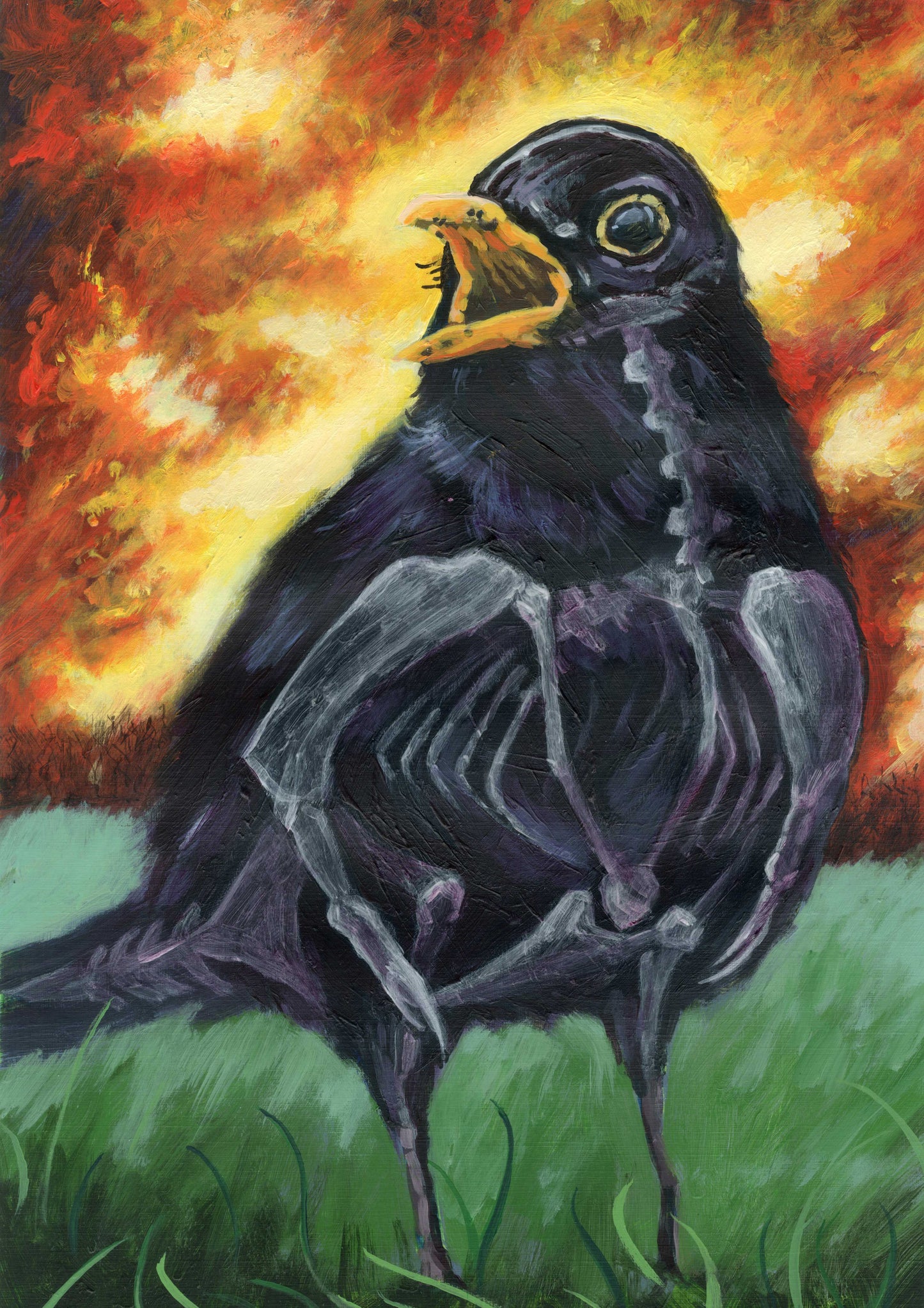 Viral Blackbird/Burning Sky - Signed, High Quality Art Print