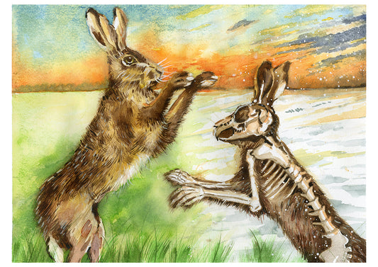Boxing Hares (Duel Between Lfe and Death) - High Quality Signed Art Print